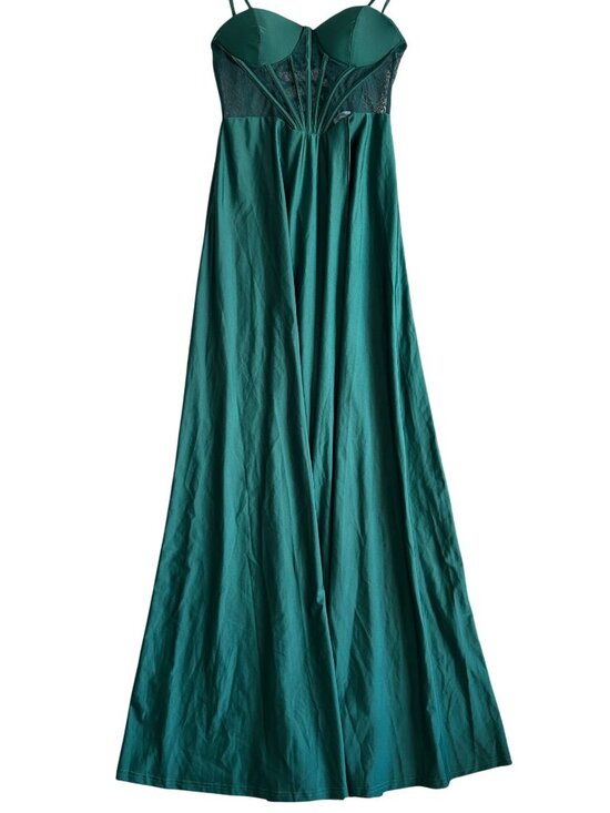Faeriesty Dresses & Skirts - Faeriesty Women's Sz Medium Elegant Green Flowy Maxi Dress With Mesh Detail